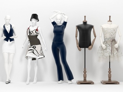 3d现代服装模特组合模型