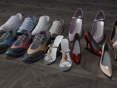 3d现代鞋子高跟鞋运动鞋模型