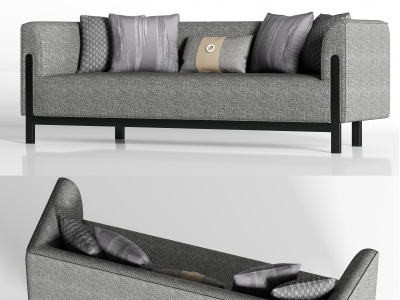 现代轻奢布艺多人沙发模型3d模型