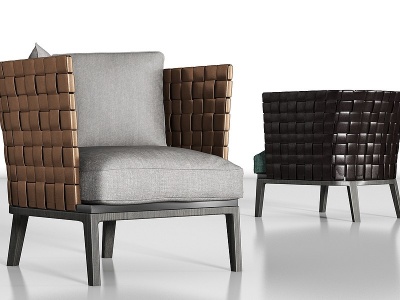 现代编织皮革单人沙发组合模型3d模型