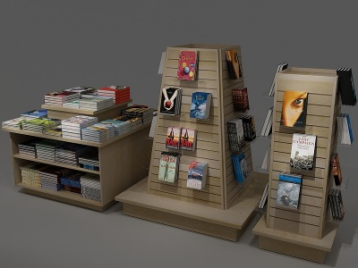 现代书柜书架书籍书店模型