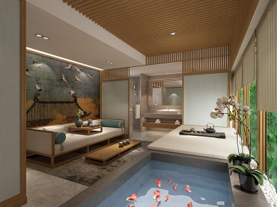 新中式茶室休息室模型3d模型