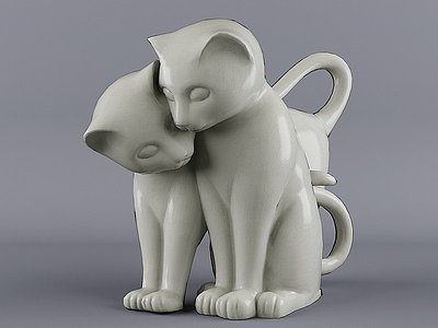 现代小猫猫咪雕像雕塑模型3d模型