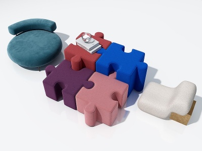 3d现代沙发凳子模型