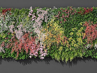 现代鲜花植物墙模型3d模型