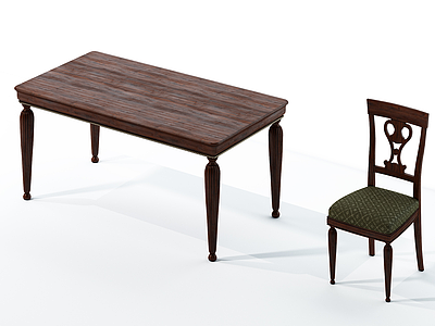 简欧美式餐桌餐椅模型3d模型