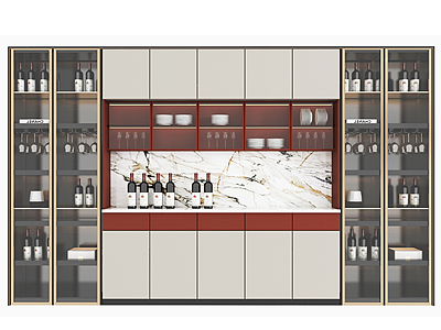 3d现代酒柜装饰柜书柜模型