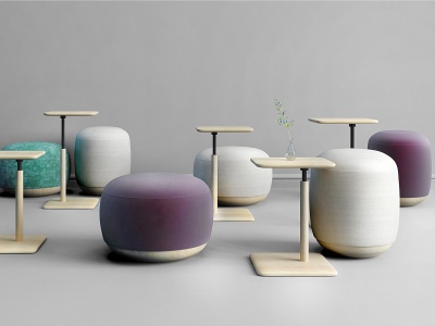 现代沙发凳茶几组合模型