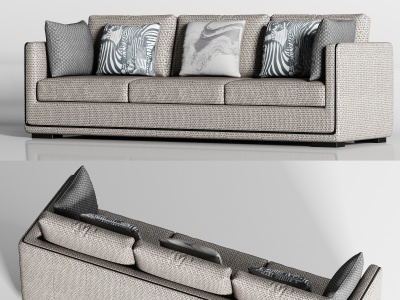 3d现代休闲布艺多人沙发模型