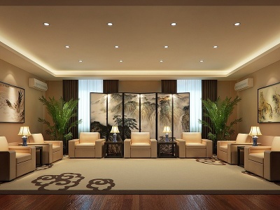 3d中式贵宾室接待室模型