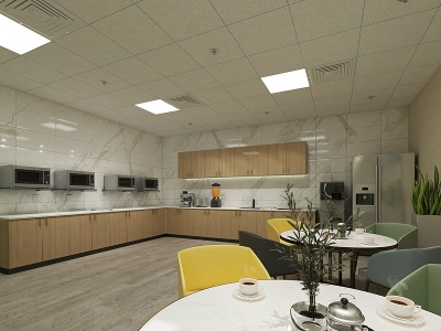 3d现代公司厨房休闲区模型
