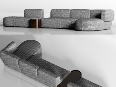 现代灰色布艺转角沙发模型3d模型