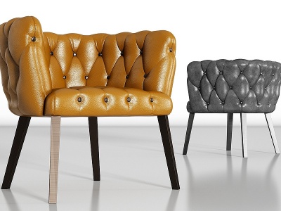 轻奢金属皮革单人沙发组合模型3d模型
