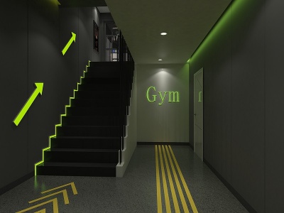 3d现代健身房楼梯间模型