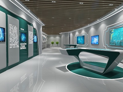 3d科技展厅形象墙模型