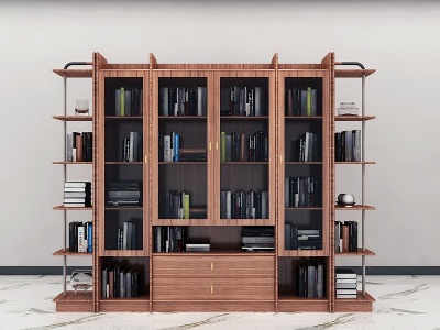 现代实木书柜模型