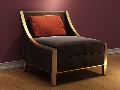 新中式沙发单人沙发模型