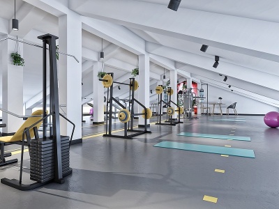 3d现代健身房健身器材模型