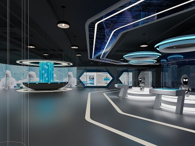 3d现代科技展厅智能机器人模型