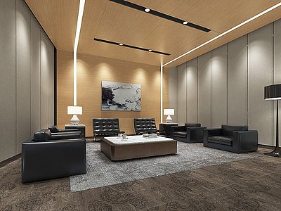 现代接待室沙发落地灯模型3d模型