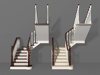 简欧楼梯组合模型3d模型