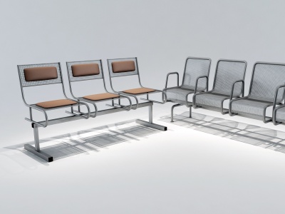 3d金属公共椅长排椅模型