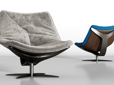 3d现代金属绒布皮革单人沙发模型
