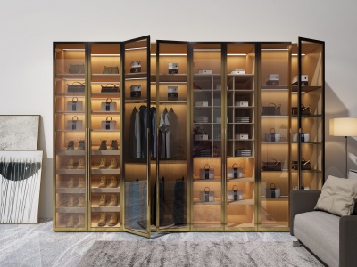 3d现代时尚玻璃衣柜模型