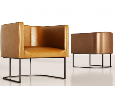 3d现代金属皮革单人沙发模型