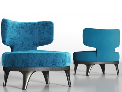 3d现代金属绒布单人沙发组合模型