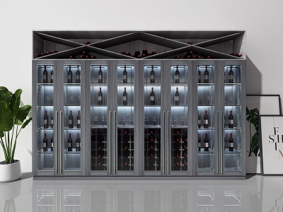 3d现代时尚玻璃酒柜模型