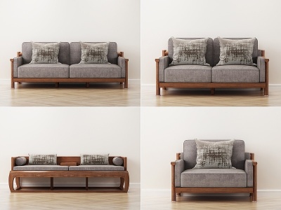 3d中式多人沙发组合模型