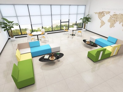 现代公司员工休息休闲区模型3d模型