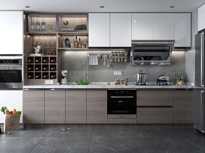 北欧现代厨房橱柜模型3d模型