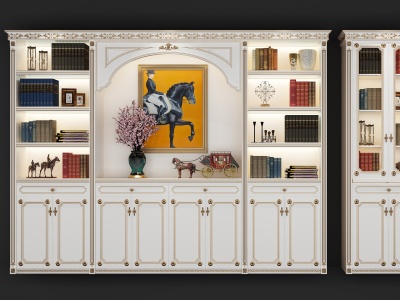 欧式古典法式书柜模型3d模型