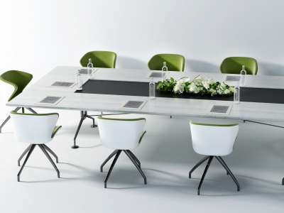 3d现代会议桌椅摆件组合模型