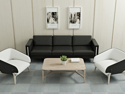 3d现代沙发茶几装饰画模型