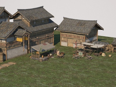 中式古建建筑驿站模型3d模型