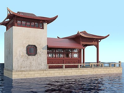 3d中式舫景观凉亭古建筑模型