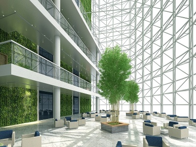 3d现代办公大堂等候区模型