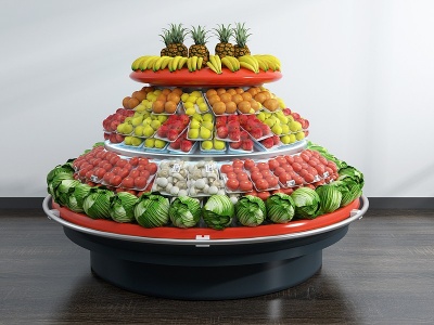 3d现代超市水果蔬菜货架模型