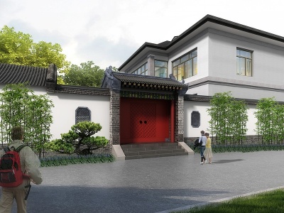 新中式别墅景观模型3d模型