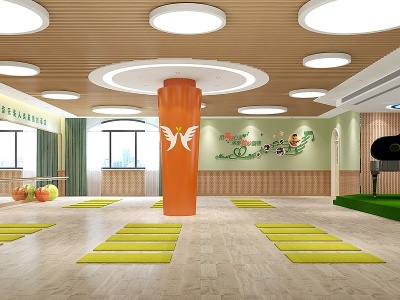 3d新中式幼儿园舞蹈室模型