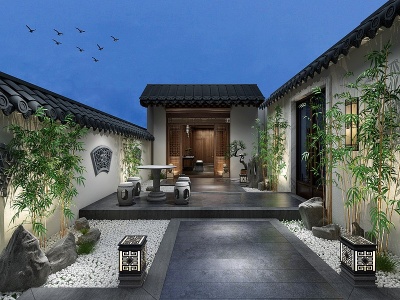 新中式庭院景观茶室茶楼模型3d模型