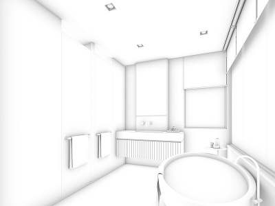 现代别墅卫生间模型3d模型