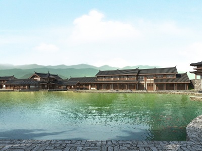 新中式古建筑模型3d模型