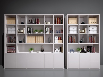 现代书柜置物架模型3d模型