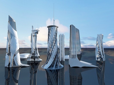 现代未来城市建筑模型3d模型