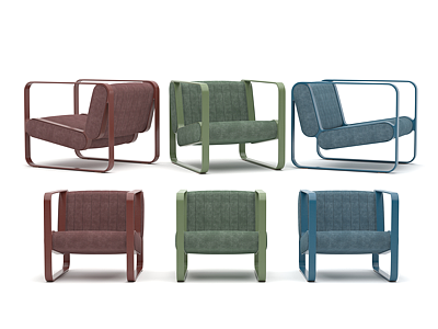 3d现代布艺沙发单椅模型