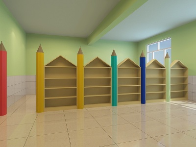 3d儿童读书娱乐室模型